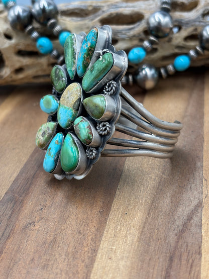 Sonoran Gold #922-40 Turquoise Cluster Cuff by Gabriel Jurardo