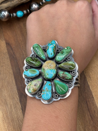 Sonoran Gold #922-40 Turquoise Cluster Cuff by Gabriel Jurardo