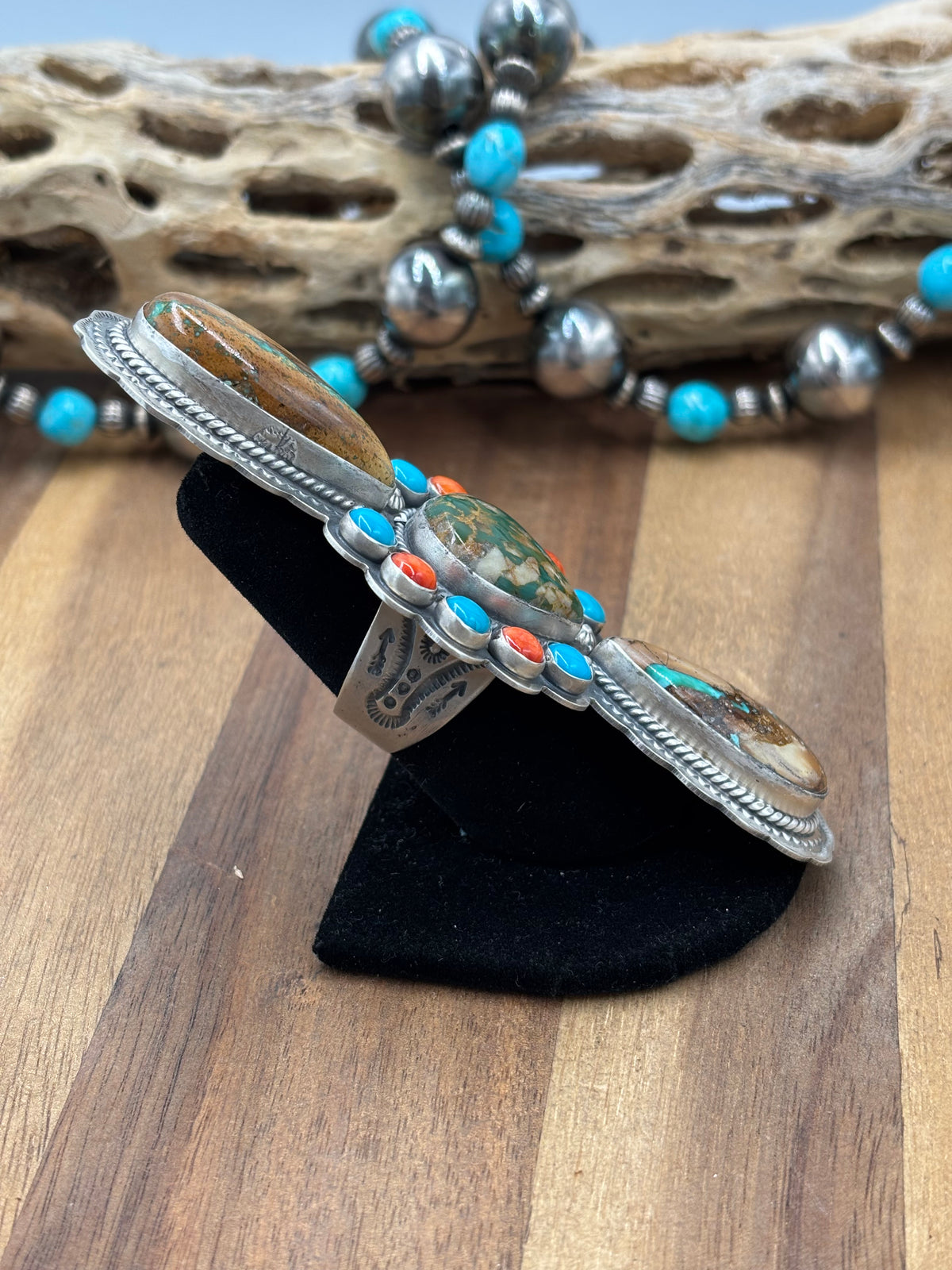 Royston Turquoise #922-38 Size 10 Ring Turquoise & Orange Spiny