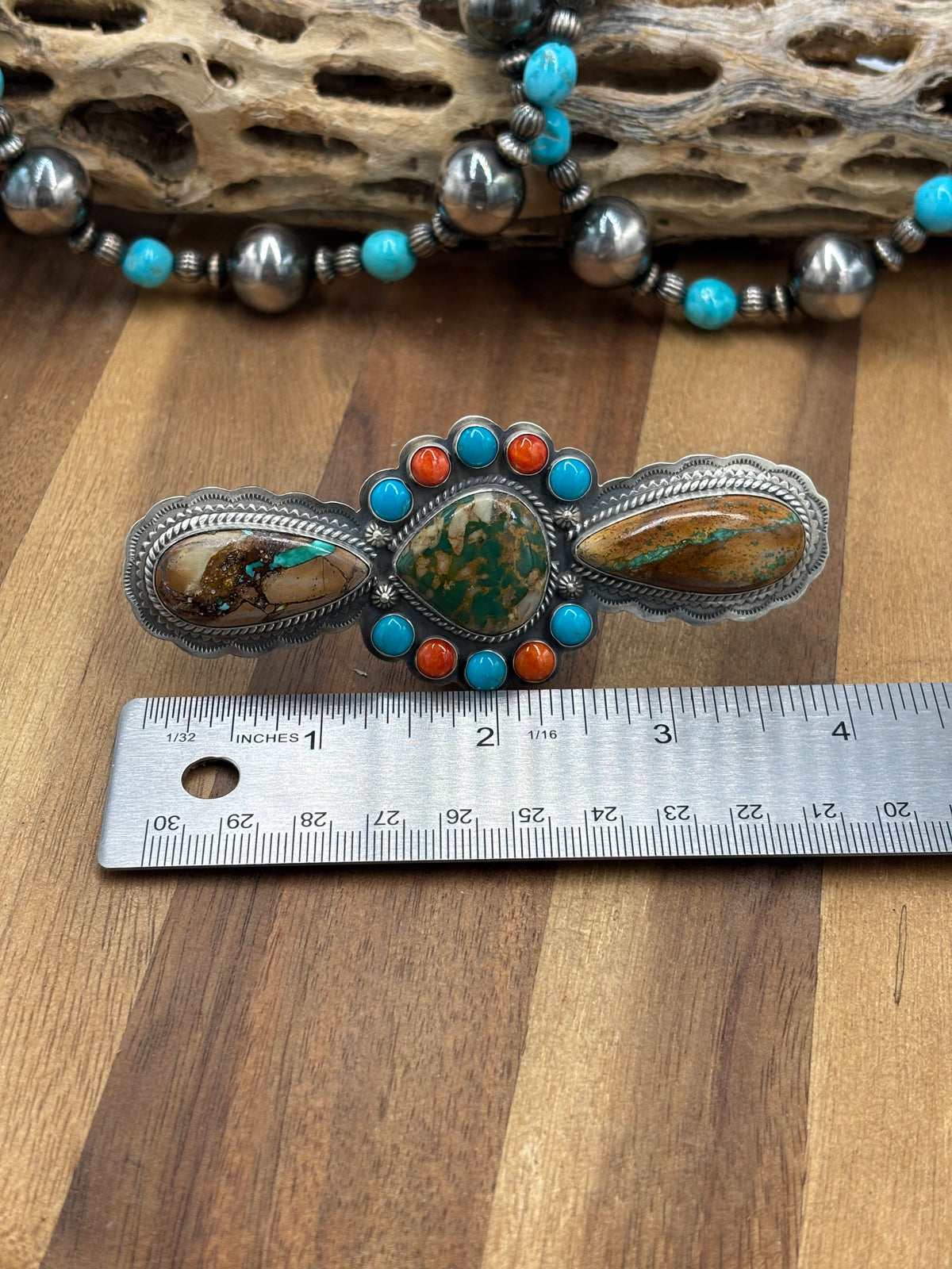 Royston Turquoise #922-38 Size 10 Ring Turquoise & Orange Spiny