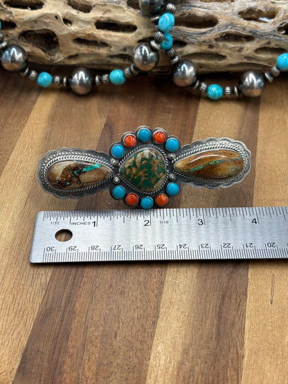Royston Turquoise #922-38 Size 10 Ring Turquoise & Orange Spiny