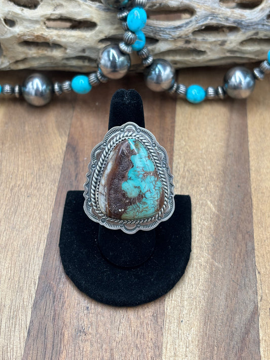 Turquoise #922-39 Ring Size 9 by J Piaso Jr, Navajo