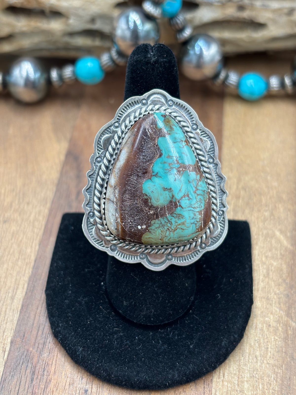 Turquoise #922-39 Ring Size 9 by J Piaso Jr, Navajo