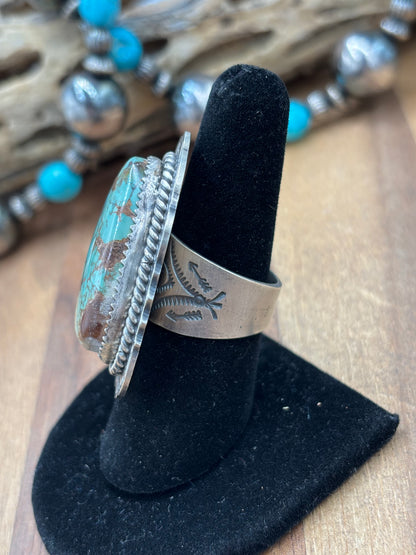 Turquoise #922-39 Ring Size 9 by J Piaso Jr, Navajo