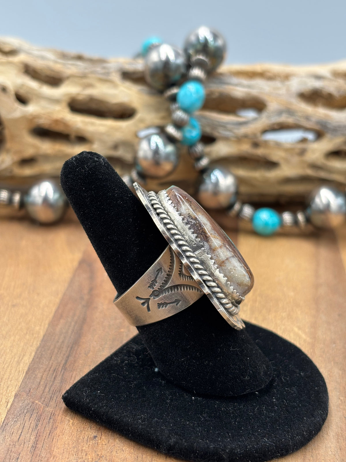 Turquoise #922-39 Ring Size 9 by J Piaso Jr, Navajo