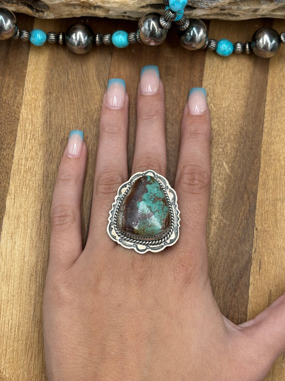 Turquoise #922-39 Ring Size 9 by J Piaso Jr, Navajo