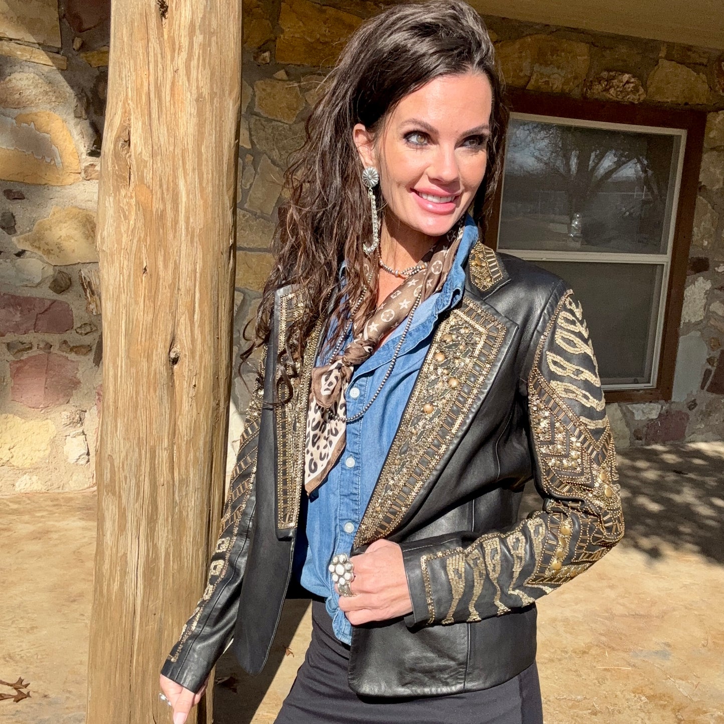 Scully Dark Espresso With Bronze Beaded Embellished Jacket