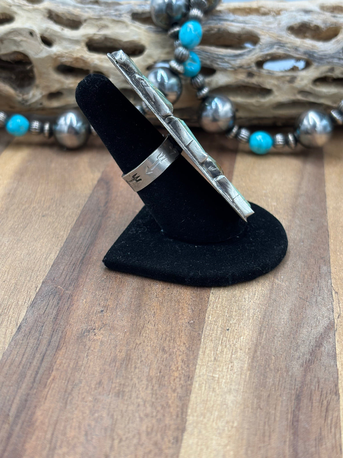 Turquoise #922-37 Size 8 Ring by Jude Candeleria, Zuni