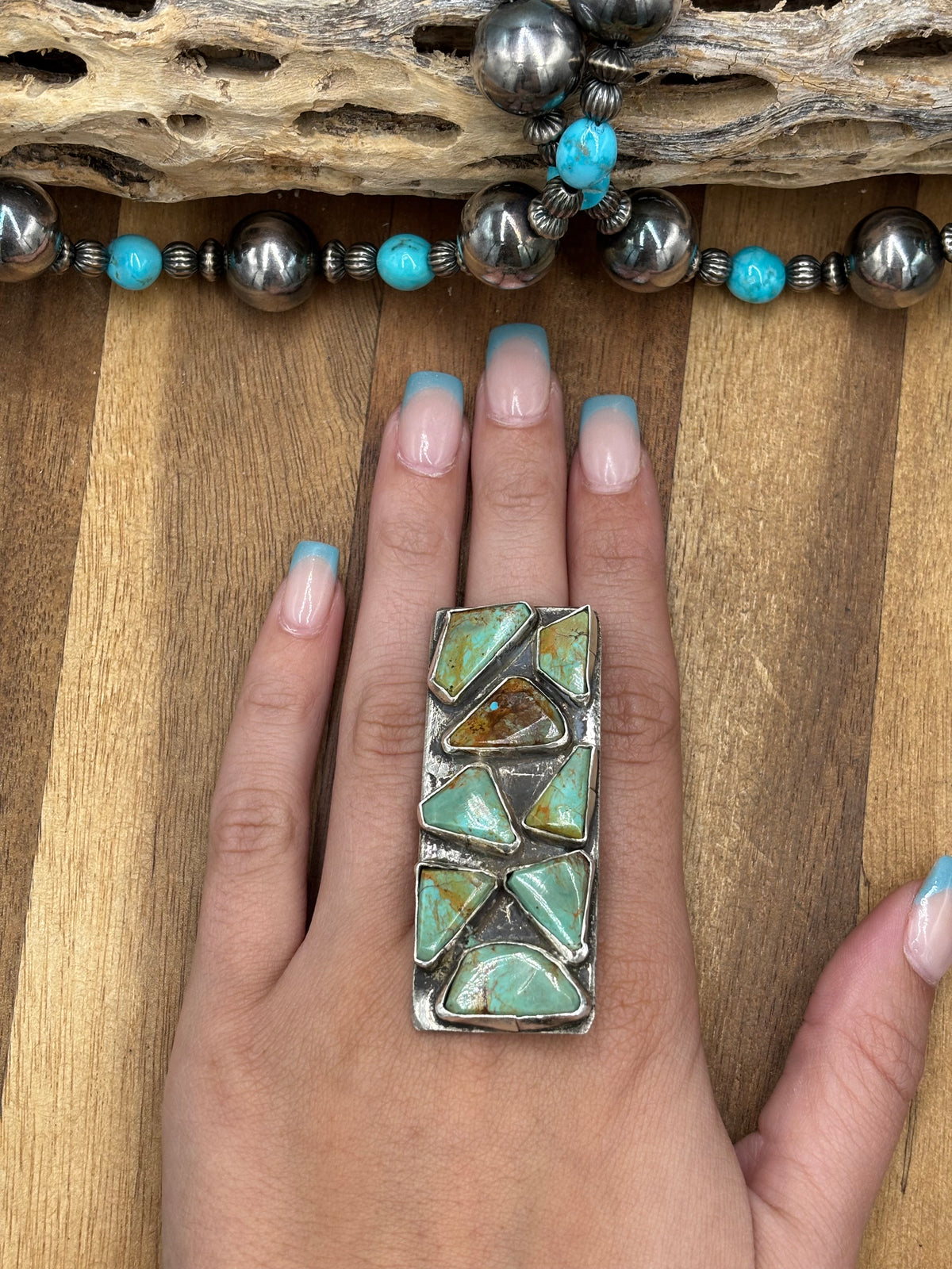 Turquoise #922-37 Size 8 Ring by Jude Candeleria, Zuni