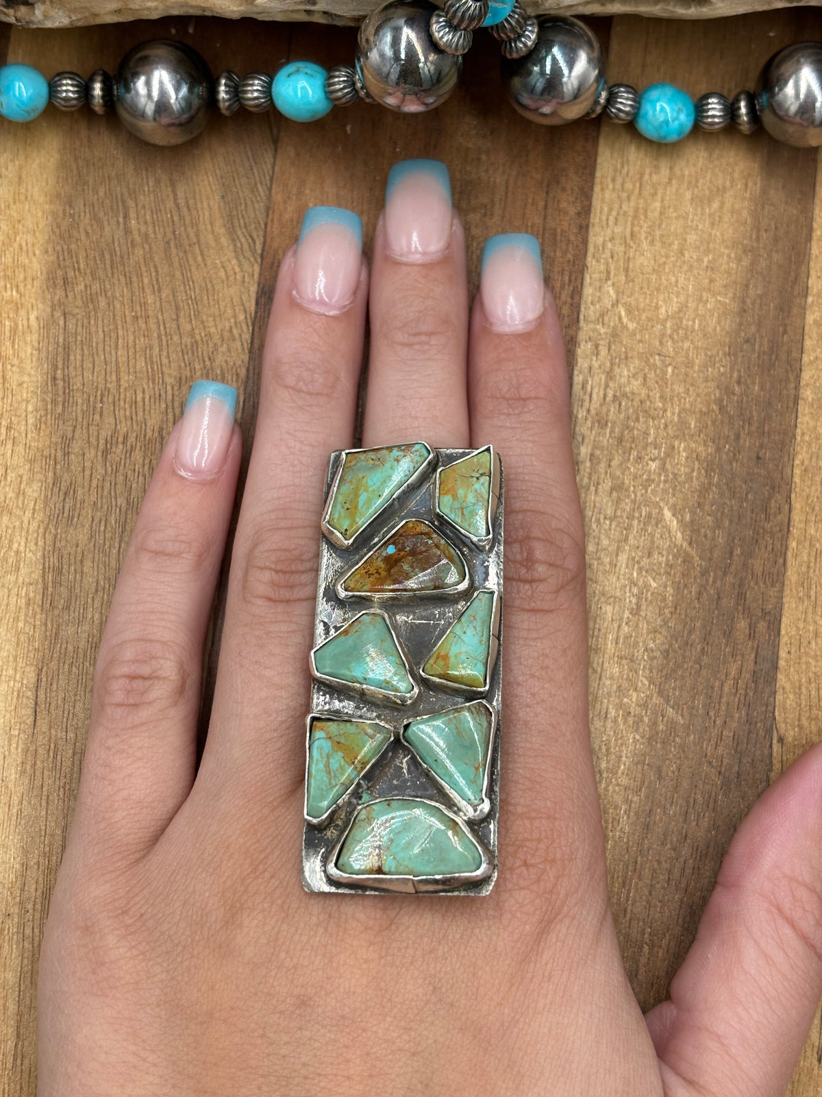 Turquoise #922-37 Size 8 Ring by Jude Candeleria, Zuni