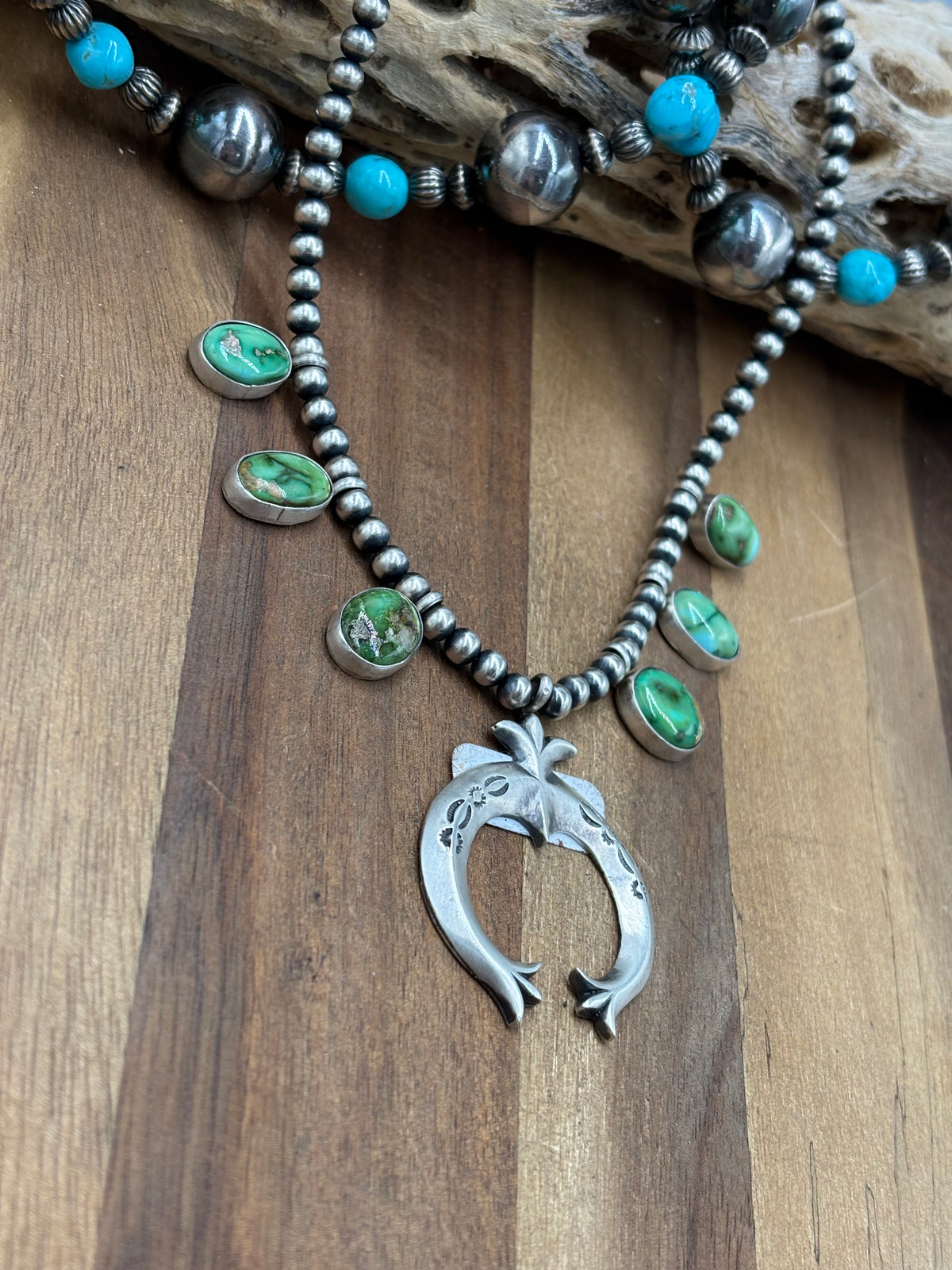 Sonoran Gold #923-6 Squash Blossom Necklace by Letricia Largo, Navajo