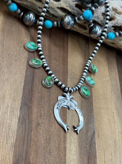 Sonoran Gold #923-6 Squash Blossom Necklace by Letricia Largo, Navajo