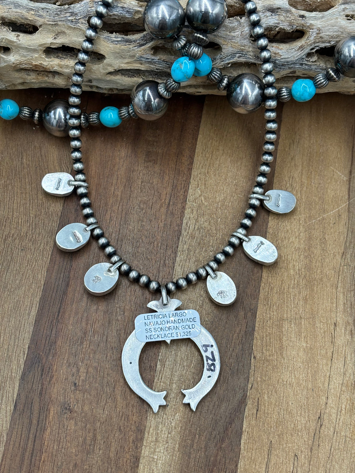 Sonoran Gold #923-6 Squash Blossom Necklace by Letricia Largo, Navajo