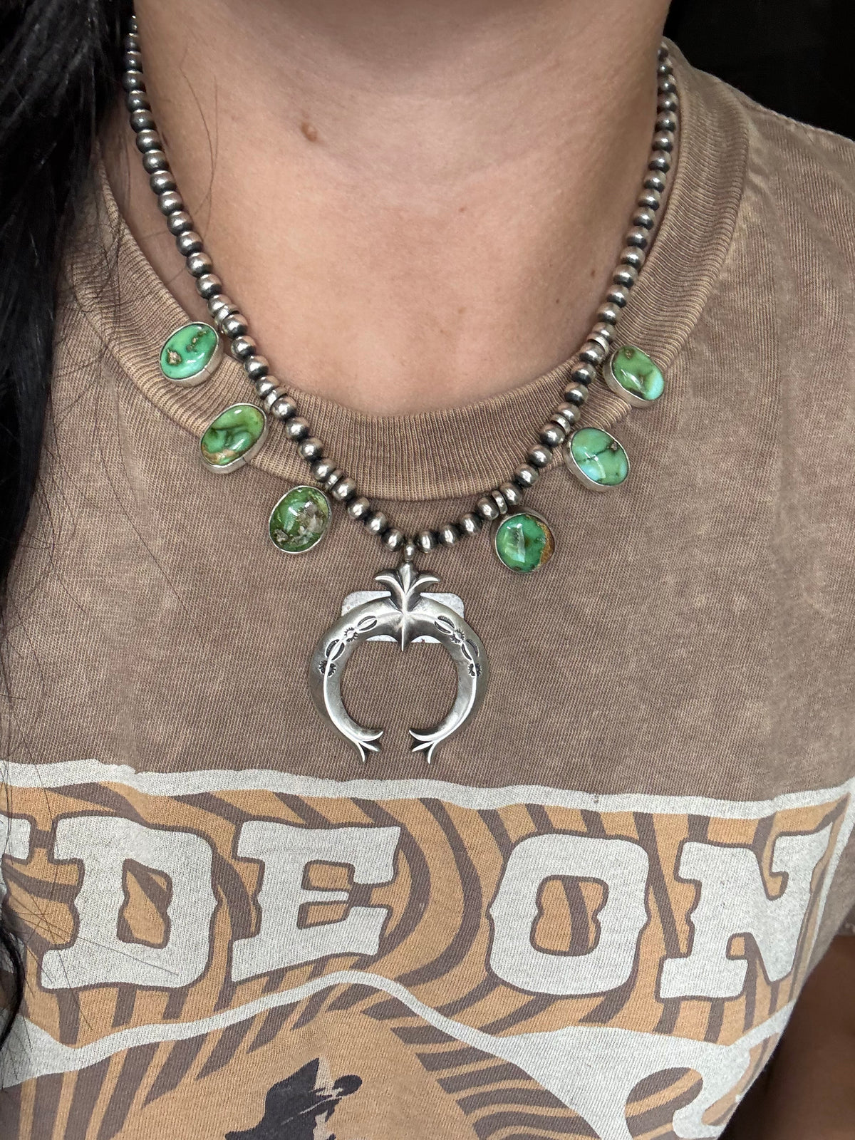 Sonoran Gold #923-6 Squash Blossom Necklace by Letricia Largo, Navajo