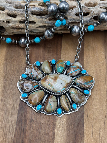 Ribbon Royston & Sleeping Beauty #924-1 Cluster Necklace by Gabriel Jurardo
