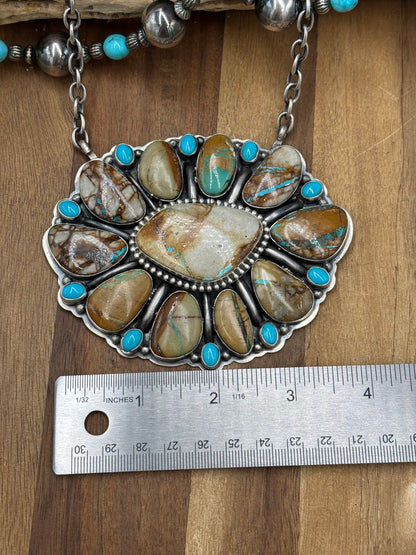 Ribbon Royston & Sleeping Beauty #924-1 Cluster Necklace by Gabriel Jurardo