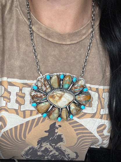 Ribbon Royston & Sleeping Beauty #924-1 Cluster Necklace by Gabriel Jurardo