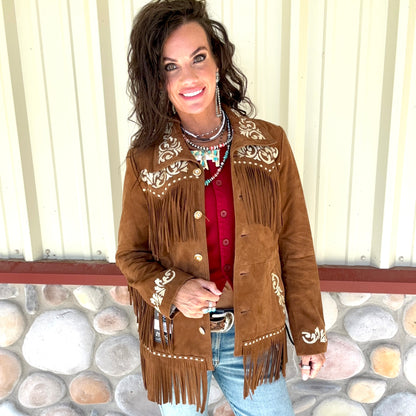 Scully Gold Embellished Leather Jacket
