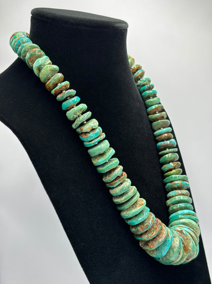Turquoise #924-2 Graduated Rondelle 24" Necklace