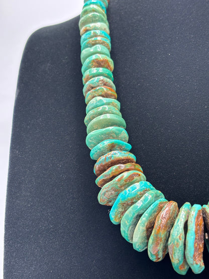 Turquoise #924-2 Graduated Rondelle 24" Necklace