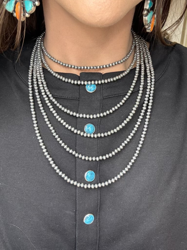 4mm 14" Sterling Silver Pearl Necklace