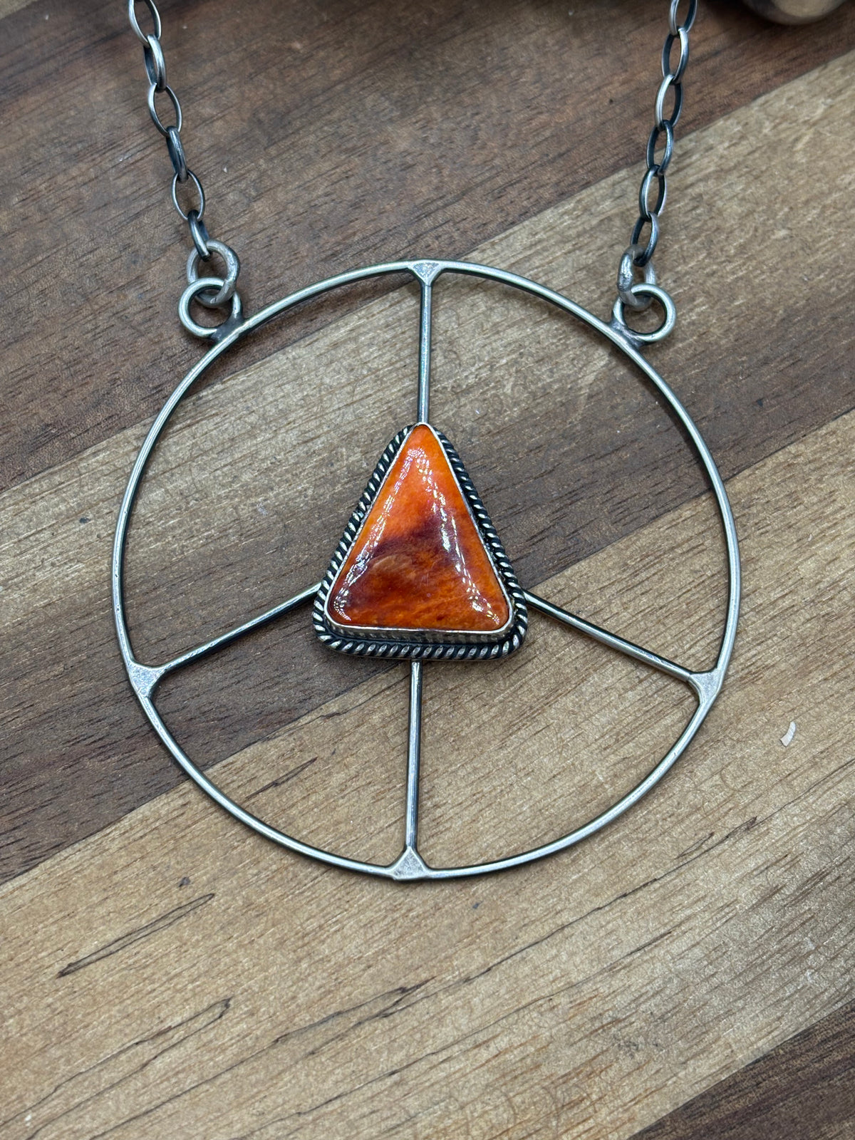 Orange Spiny #101-6 Peace Sign Necklace