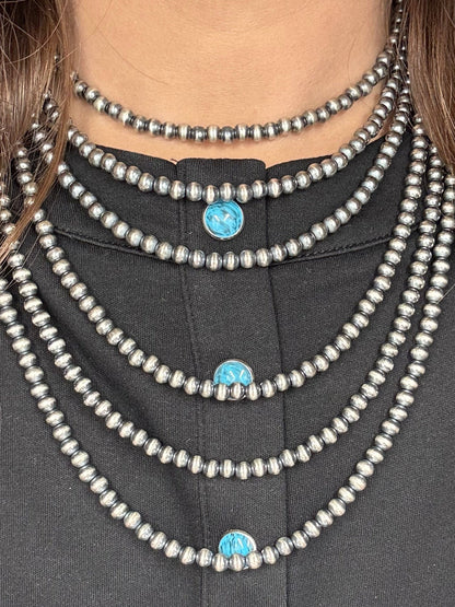 5mm 14" Sterling Silver Pearl Necklace