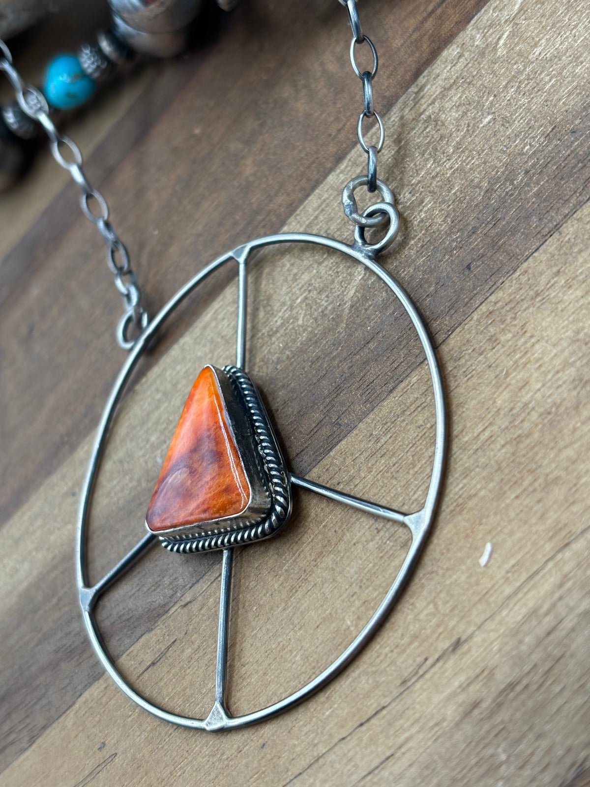 Orange Spiny #101-6 Peace Sign Necklace