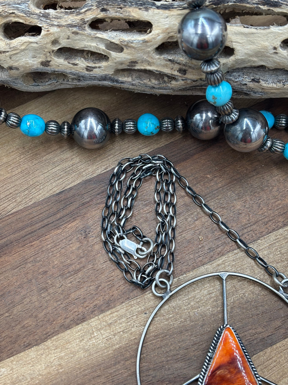 Orange Spiny #101-6 Peace Sign Necklace