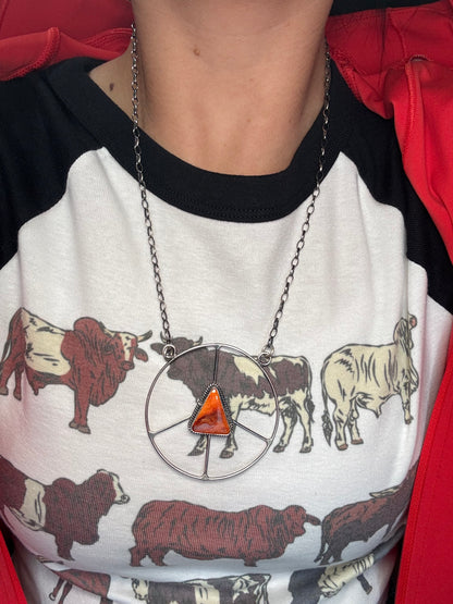 Orange Spiny #101-6 Peace Sign Necklace