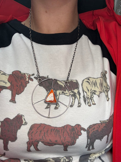 Orange Spiny #101-6 Peace Sign Necklace