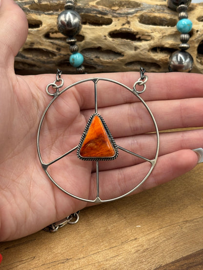 Orange Spiny #101-6 Peace Sign Necklace