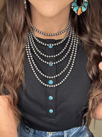 6mm 14" Sterling Silver Pearl Necklace