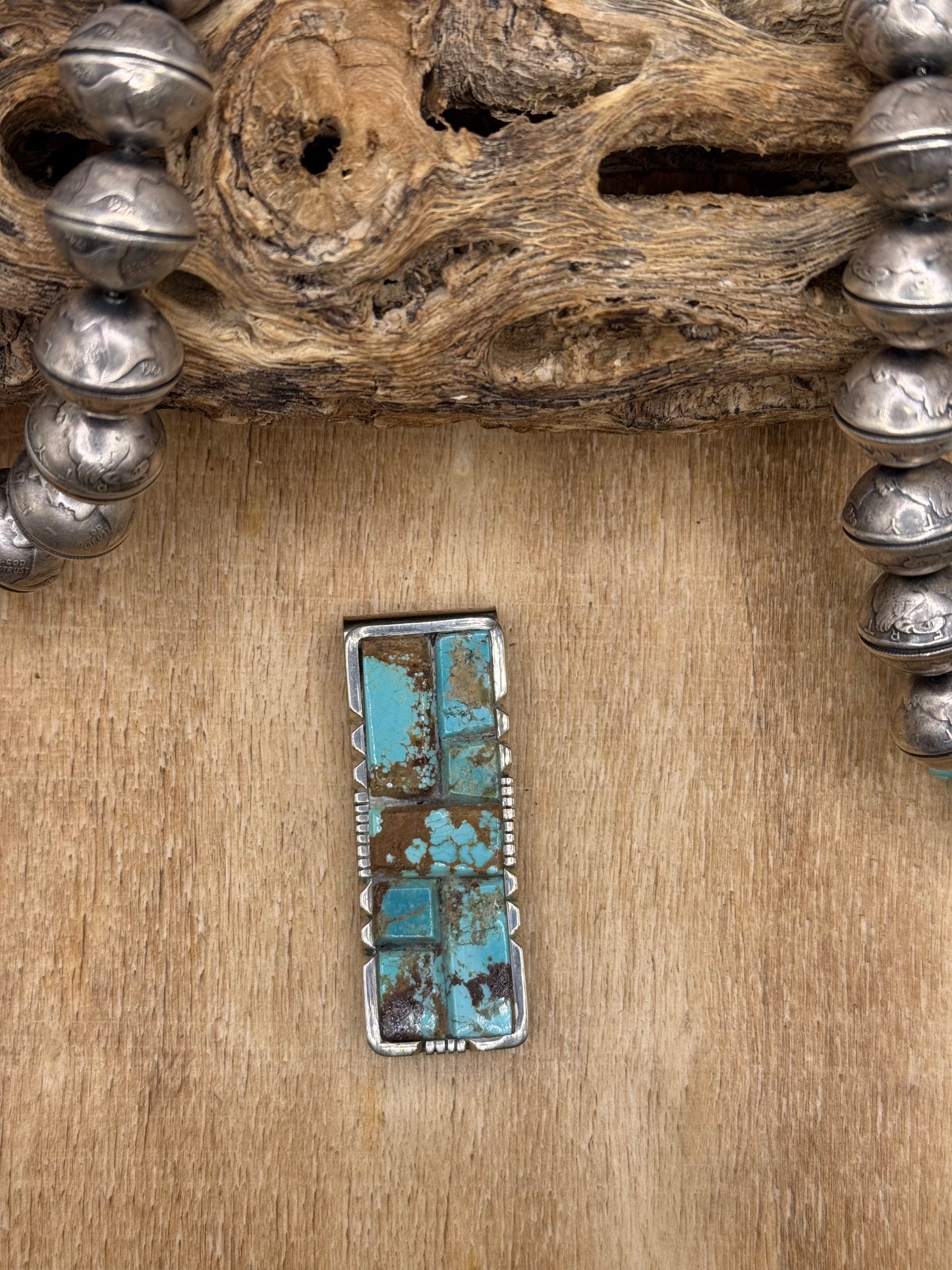Mine #8 Turquoise #830-5A Money Clip by Brandon Etcitty, Navajo