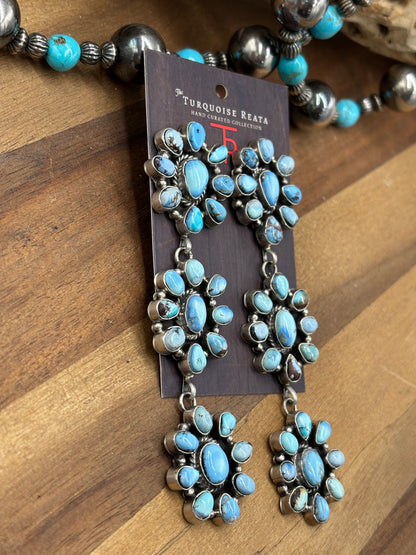 Golden Hills #102-1 Cluster Statement Earrings by P Williams, Navajo