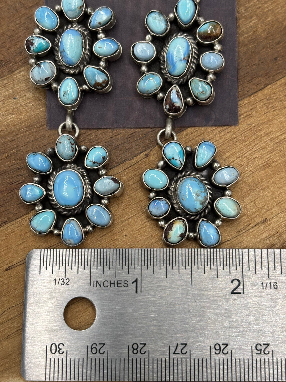 Golden Hills #102-1 Cluster Statement Earrings by P Williams, Navajo