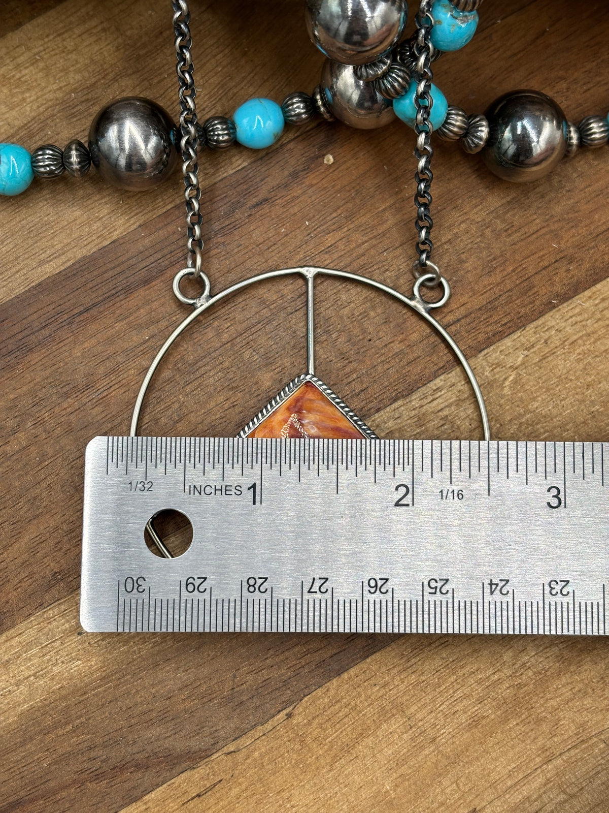 Orange Spiny #102-2 Peace Sign Necklace