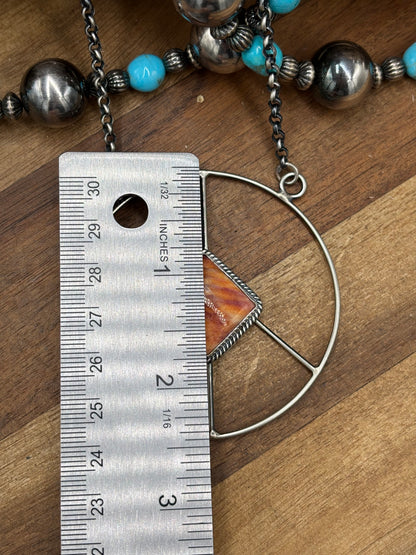 Orange Spiny #102-2 Peace Sign Necklace