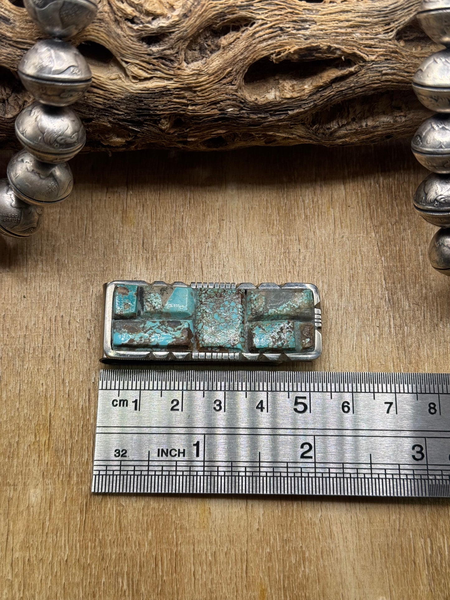 Mine #8 Turquoise #830-5B Money Clip by Brandon Etcitty, Navajo