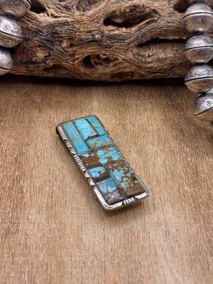 Mine #8 Turquoise #830-5C Money Clip by Brandon Etcitty, Navajo