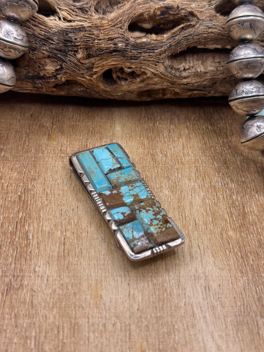 Mine #8 Turquoise #830-5C Money Clip by Brandon Etcitty, Navajo