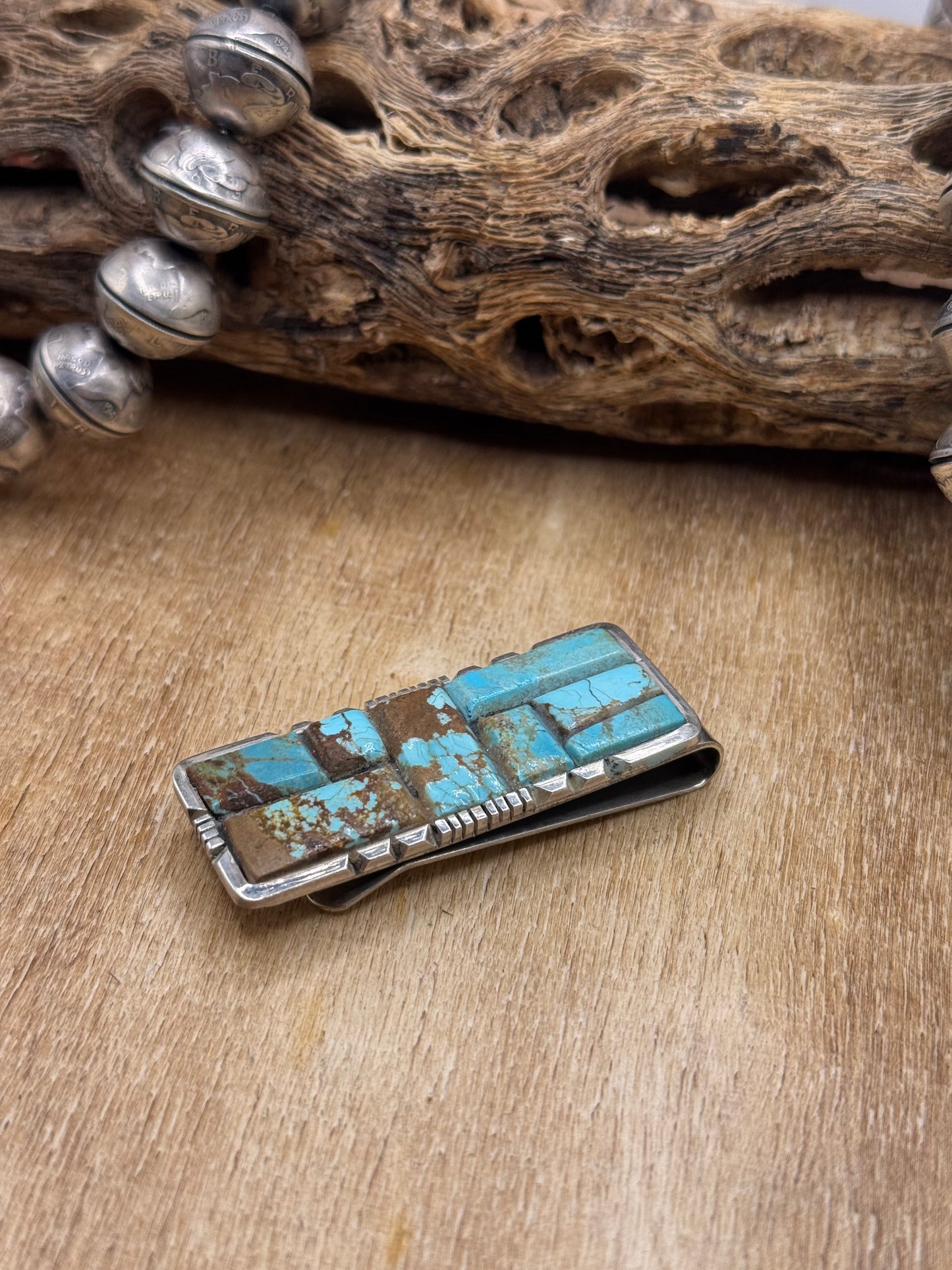 Mine #8 Turquoise #830-5C Money Clip by Brandon Etcitty, Navajo