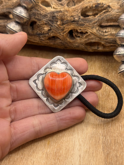 Orange Spiny Heart #830-2A Hair Tie by Tillie John, Navajo