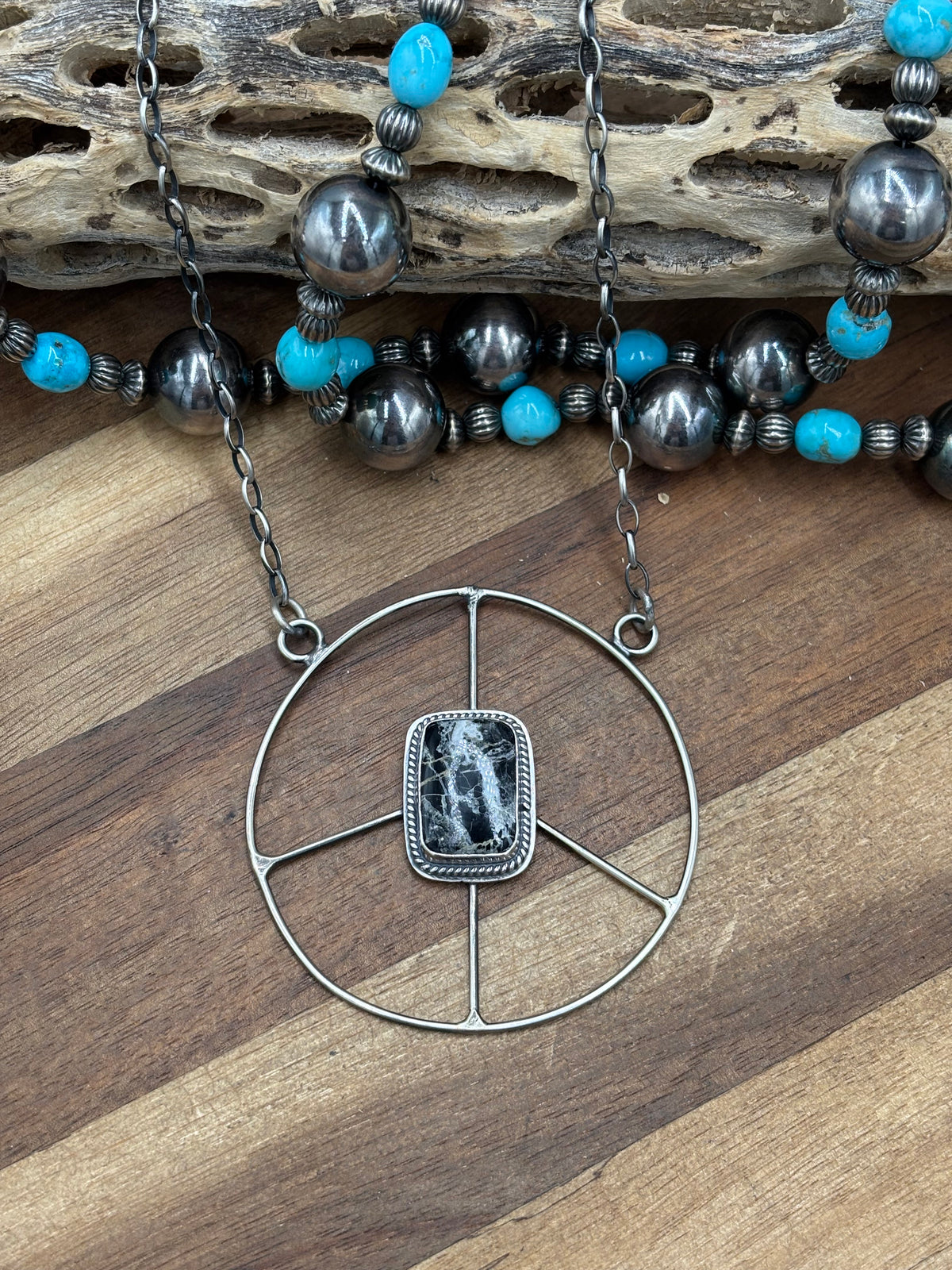 White Buffalo #102-5 Peace Sign Necklace