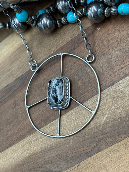 White Buffalo #102-5 Peace Sign Necklace