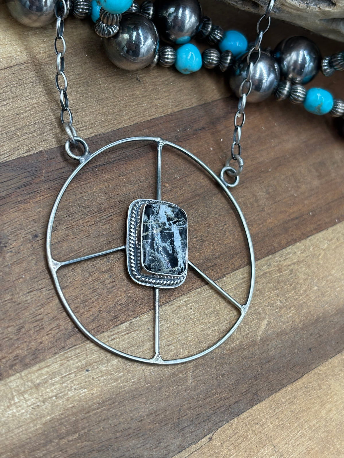 White Buffalo #102-5 Peace Sign Necklace