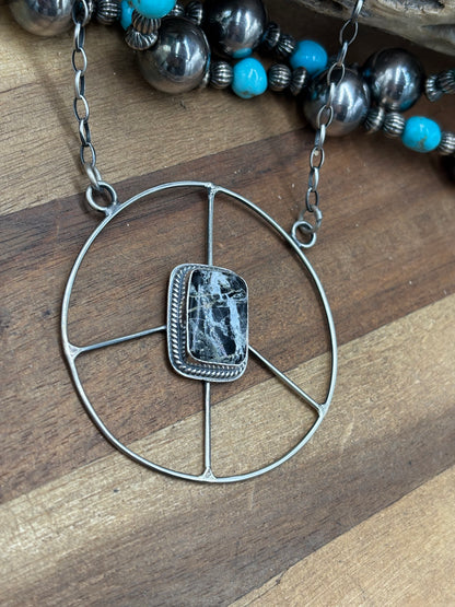 White Buffalo #102-5 Peace Sign Necklace