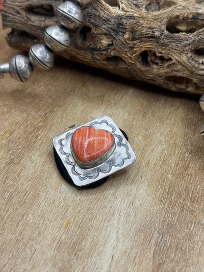 Orange Spiny Heart #830-2B Hair Tie by Tillie John, Navajo
