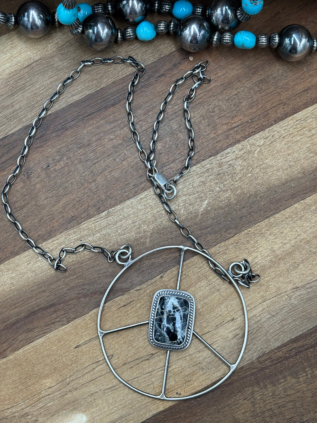White Buffalo #102-5 Peace Sign Necklace