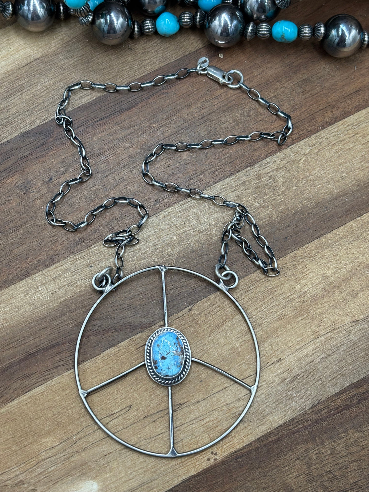 Golden Hills #102-7 Turquoise Peace Sign Necklace